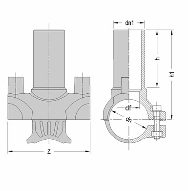 Патрубок-накладка SDR 11 - PN 16, диаметр 40 мм (чертеж)
